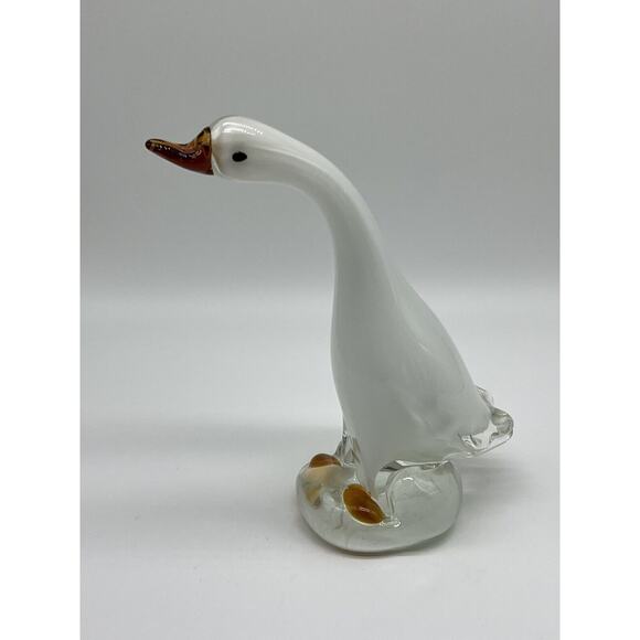 Vintage Hand Glass Blown White Goose Duck 7.5”H Figurine Statue Collectible - Picture 4 of 10